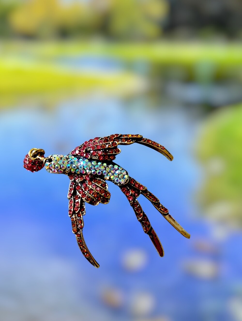 Crystal Bird With A Berry Brooch